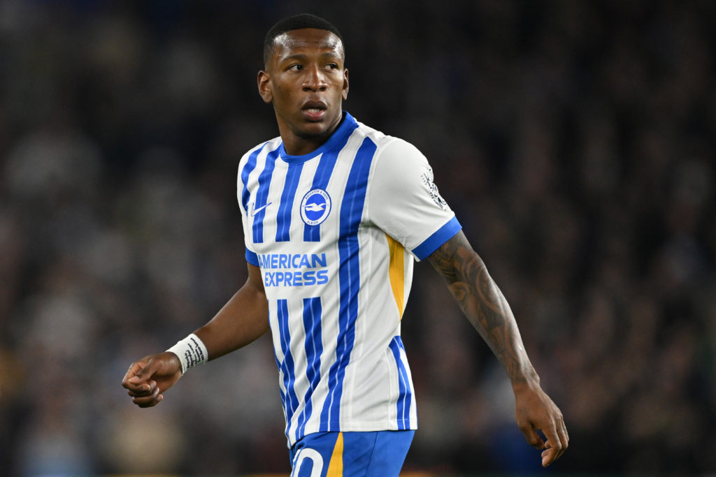 Pervis Estupinan in action for Brighton and Hove Albion against Aston Villa.