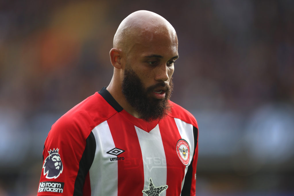 Manchester United target Bryan Mbeumo during the Premier League match between Wolves and Brentford at the Molineux in 2025 in Wolverhampton.