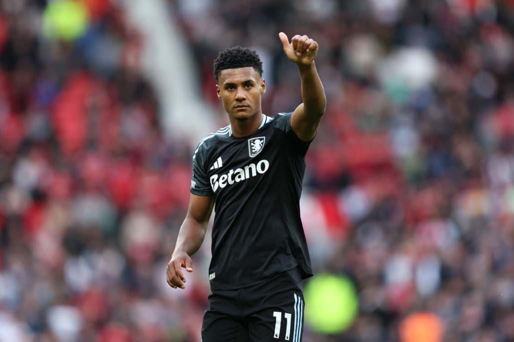 Ollie Watkins in action for Aston Villa against Manchester United at Old Trafford.