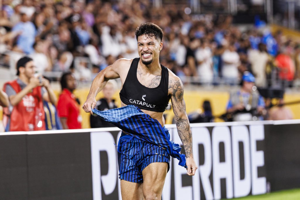 Former Man Utd target Marcos Leonardo celebrates goal against Man City in the Club World Cup