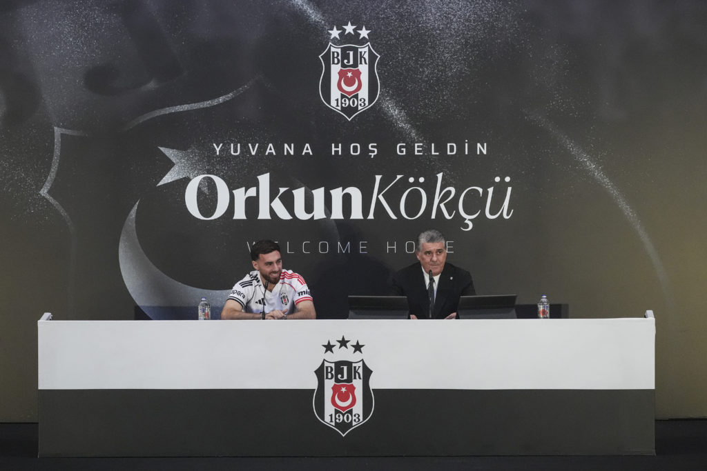 Orkun Kokcu presented as a new Besiktas player.