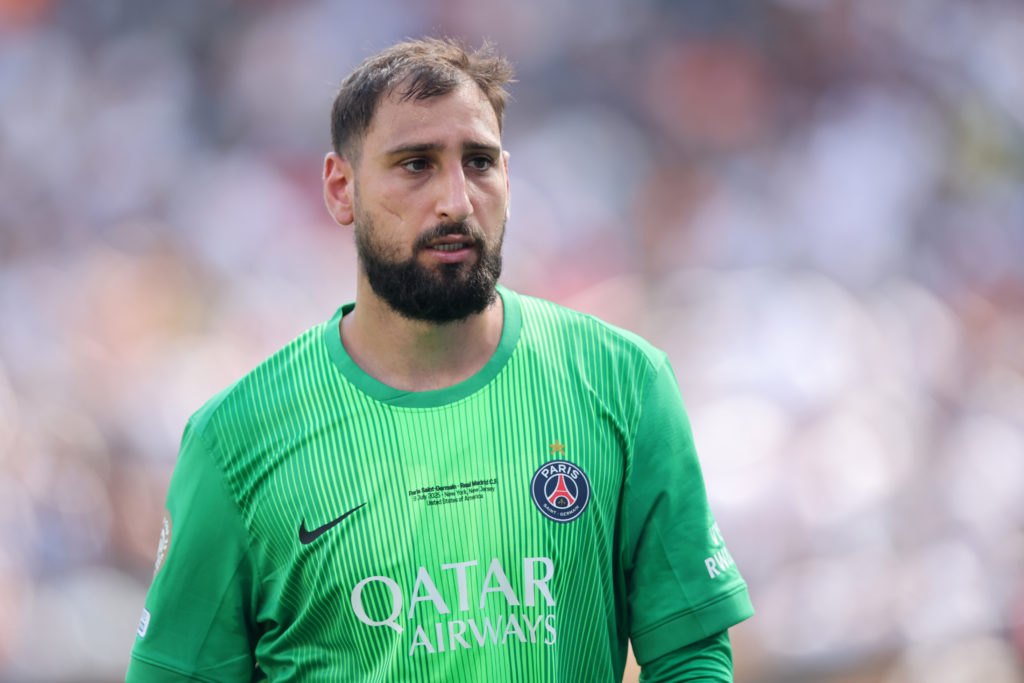 Gianluigi Donnarumma in green PSG goalkeeper kit