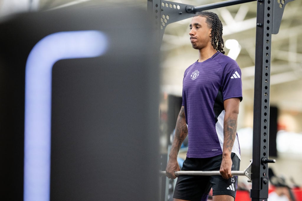 Leny Yoro is training at Carrington training complex.