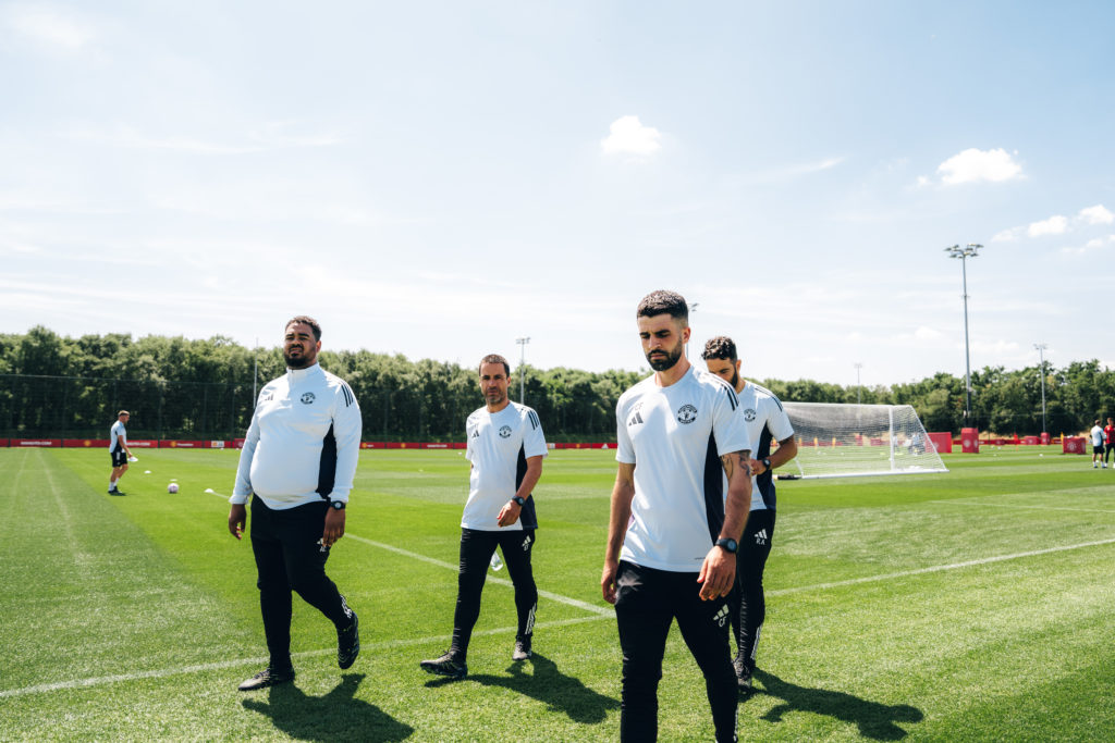 Manchester United coaching staff at Carrington.
