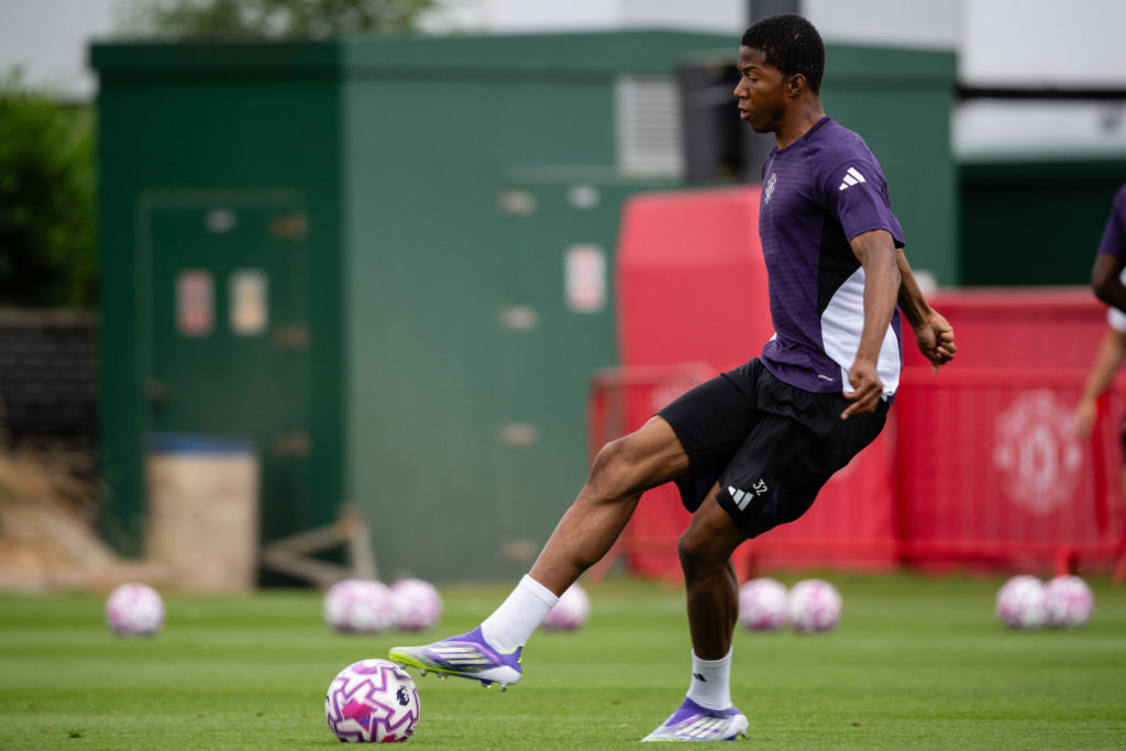 Manchester United forward Chido Obi in pre-season training at Carrington.