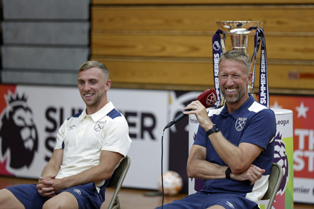 Jarrod Bowen and Graham Potter answering questions in the United States for pre-season