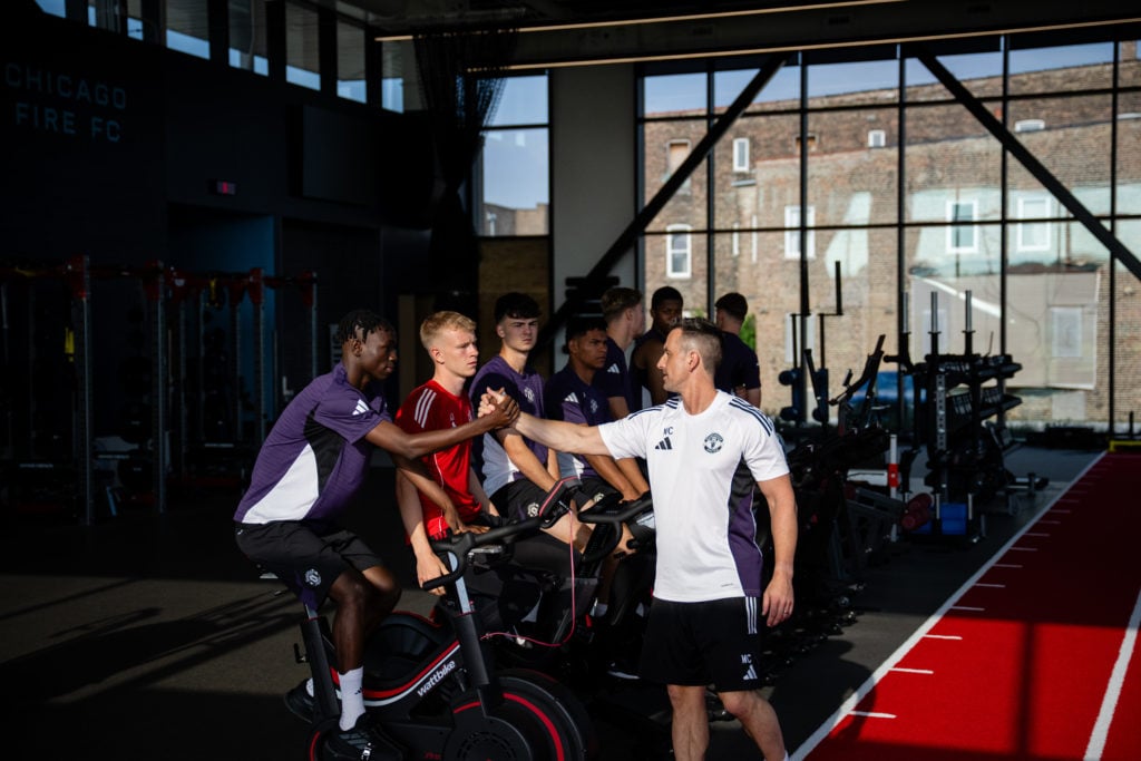 Sekou Kone of Manchester United in action during a first team training session as part of their pre-season tour of the USA at Endeavor Health Performance Center on July 23, 2025