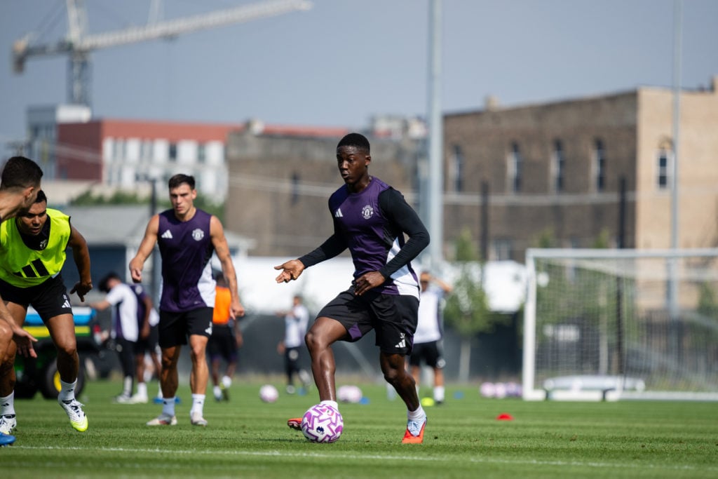 Kobbie Mainoo during Manchester United training session.