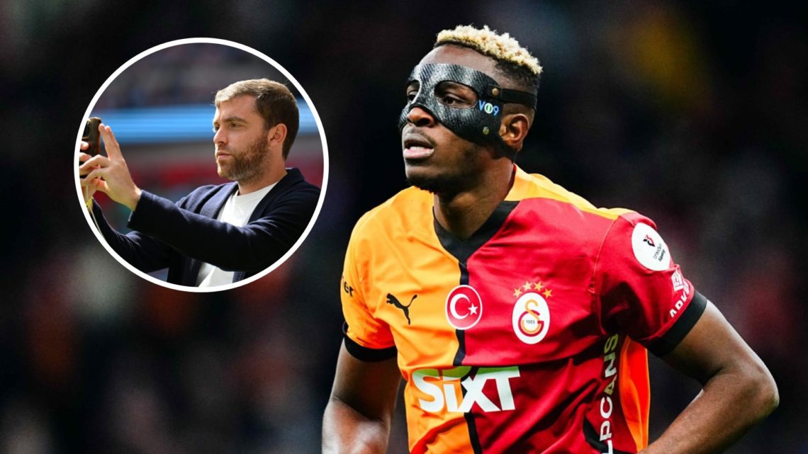 Galatasaray striker Victor Osimhen, inset of transfer expert Fabrizio Romano.
