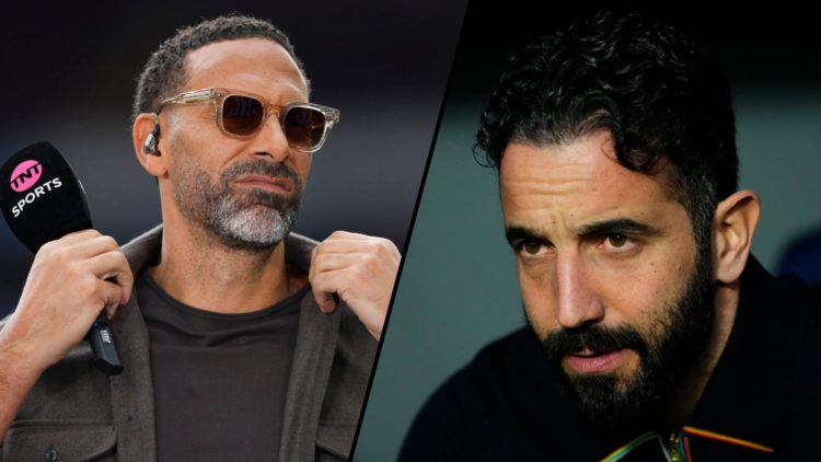 Manchester United legend and former TNT Sports pundit Rio Ferdinand, inset a photo of Manchester United manager Ruben Amorim.