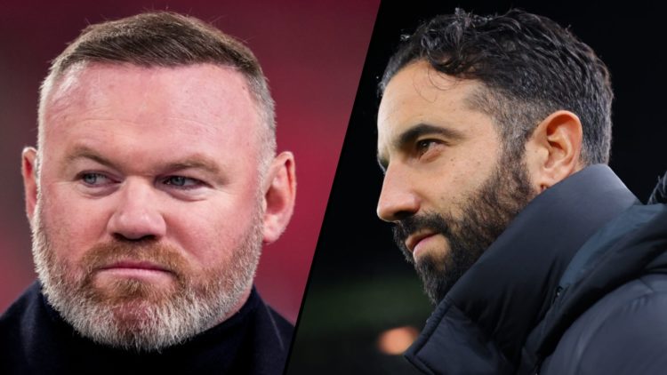 Manchester United and England legend Wayne Rooney as an Amazon Prime Video pundit, inset a photo of Ruben Amorim.