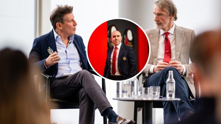 Lord Seb Coe and Sir Jim Ratcliffe split image with Omar Berrada