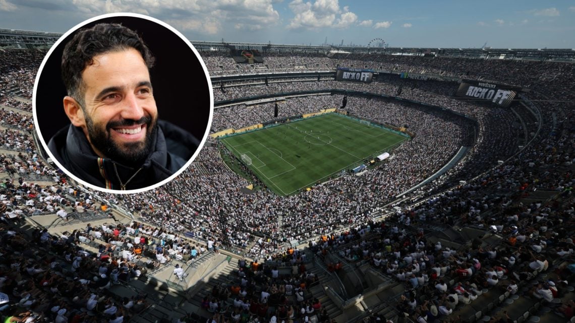 General view of the MetLife Stadium Fifa World Cup, inset of Manchester United head coach Ruben Amorim.