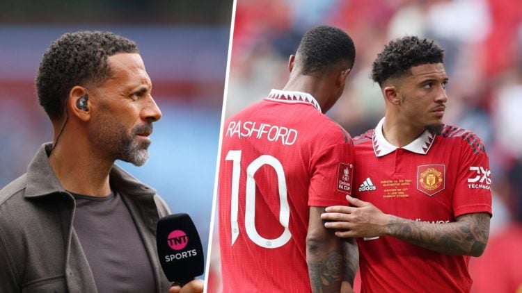 Rio Ferdinand split image with Rashford and Sancho