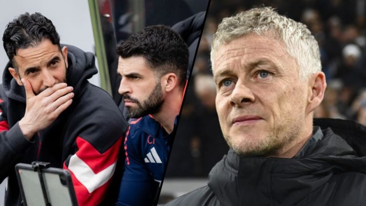 Manchester United legend and Besiktas manager Ole Gunnar Solskjaer, inset a photo of Manchester United manager Ruben Amorim.