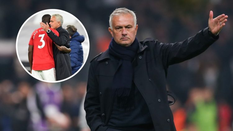 Former Manchester United manager Jose Mourinho, inset of centre-back Eric Bailly.