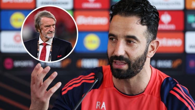 Manchester United head coach Ruben Amorim, inset of co-owner Sir Jim Ratcliffe.