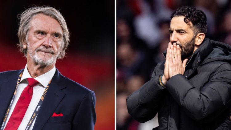 Split image of Manchester United co-owner Sir Jim Ratcliffe and head coach Ruben Amorim.