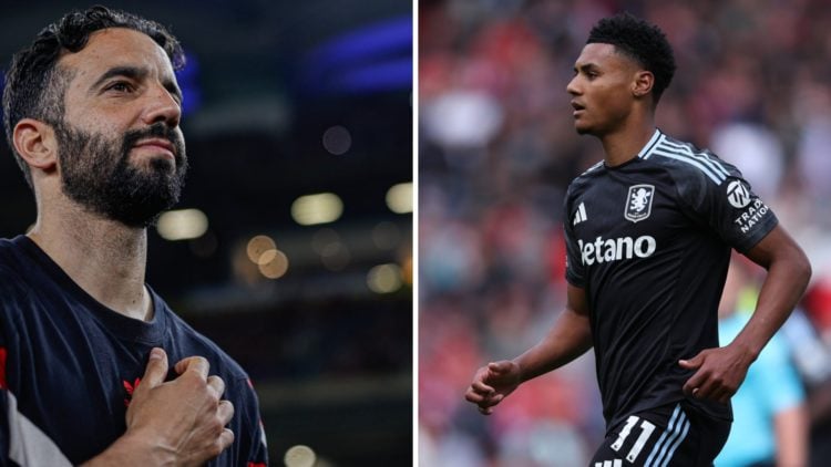 Split image of Manchester United head coach Ruben Amorim and Aston Villa forward Ollie Watkins.