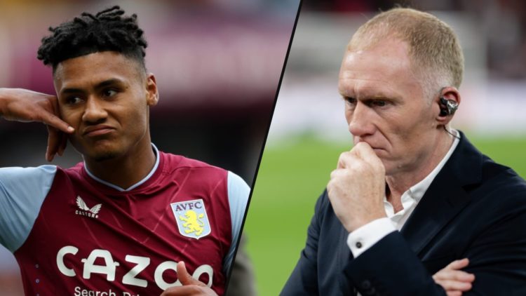 Former Manchester United player and TNT Sports pundit Paul Scholes, inset a photo of Aston Villa and England star Ollie Watkins.