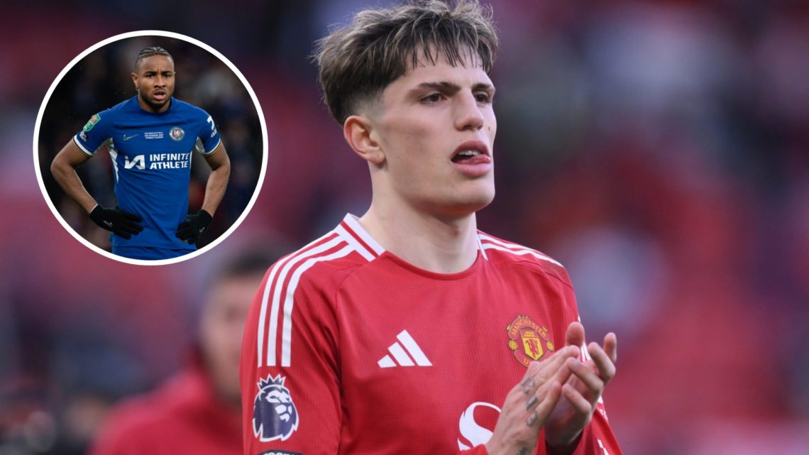 Manchester United winger Alejandro Garnacho, inset of Chelsea's Christopher Nkunku.
