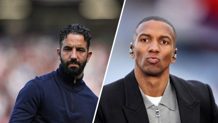 Manchester United head coach Ruben Amorim, split image with former captain Ashley Young.