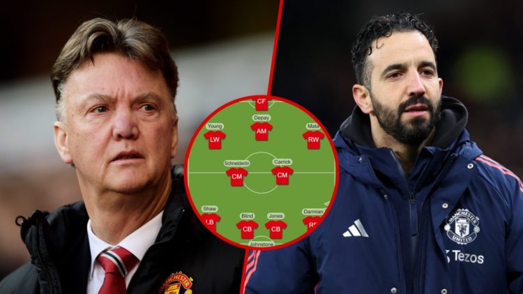 Louis van Gaal and Ruben Amorim split, with partial line-up graphic