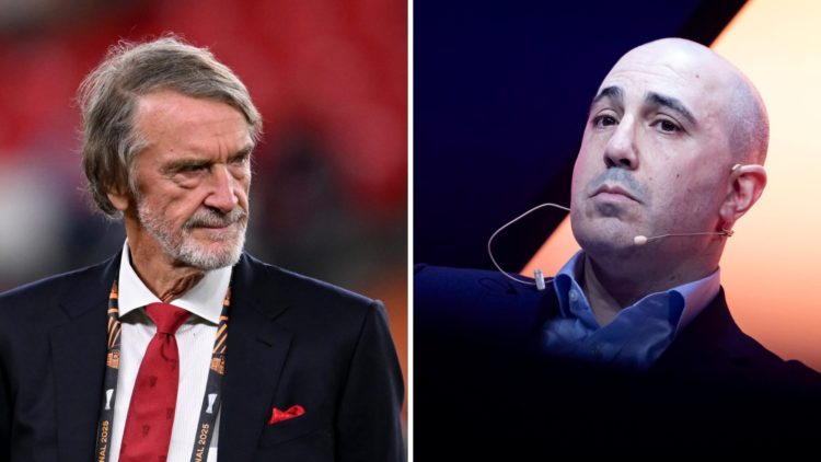 Split image of Manchester United co-owner Sir Jim Ratcliffe and club CEO Omar Berrada.