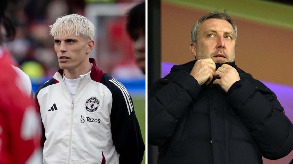 Split image of Manchester United winger Alejandro Garnacho (L) and director of football Jason Wilcox (R).