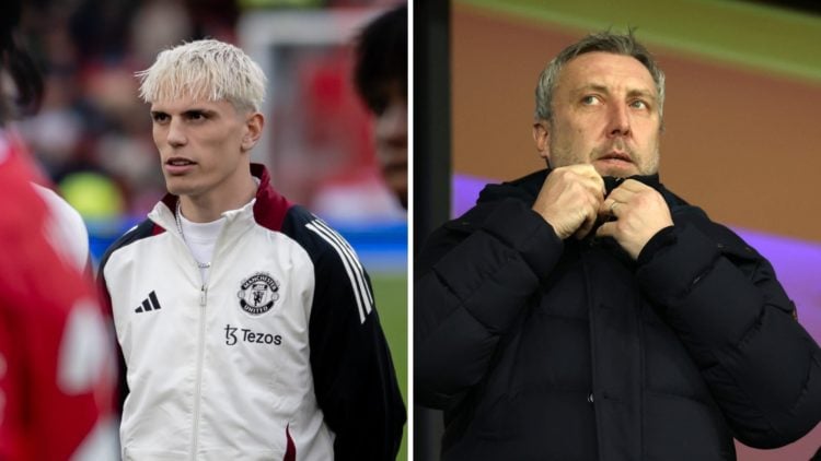 Split image of Manchester United winger Alejandro Garnacho (L) and director of football Jason Wilcox (R).