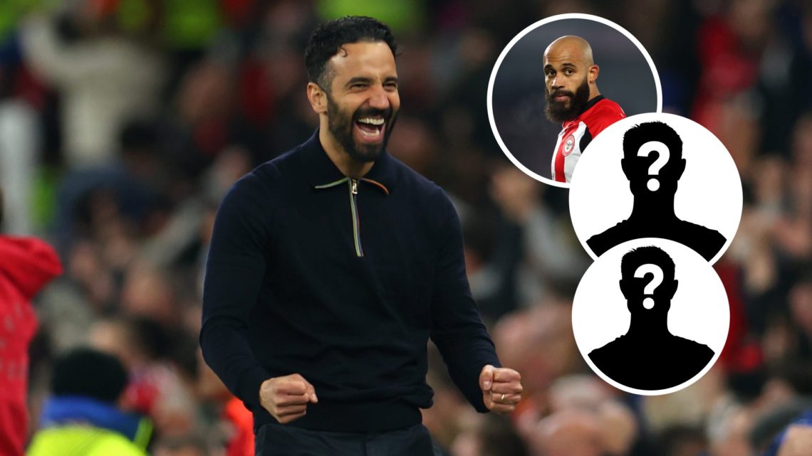 Ruben Amorim happy as Man Utd manager, insets Bryan Mbeumo celebrating and two mystery players