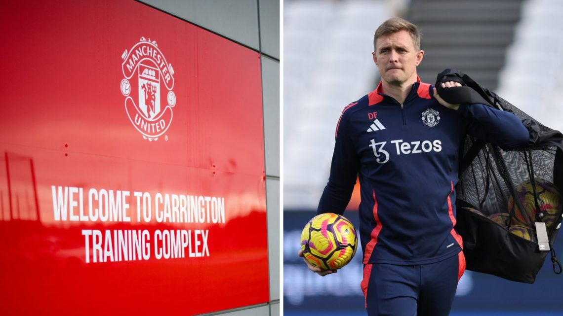 Manchester United training ground Carrington, split image with U18s coach Darren Fletcher.