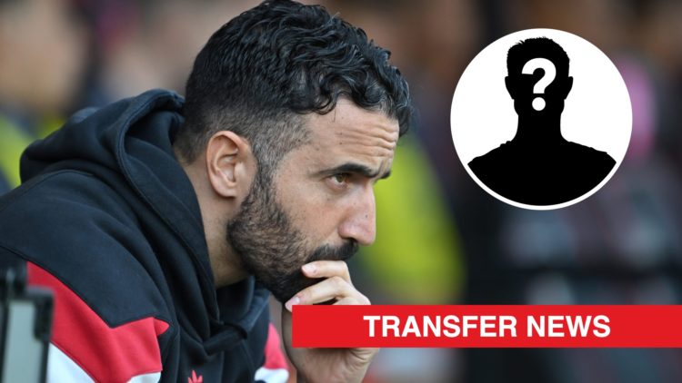 Manchester United boss Ruben Amorim looks on against Bournemouth. Inset, a mystery player icon