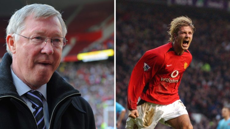 Split image of former Manchester United manager Sir Alex Ferguson and former winger David Beckham.