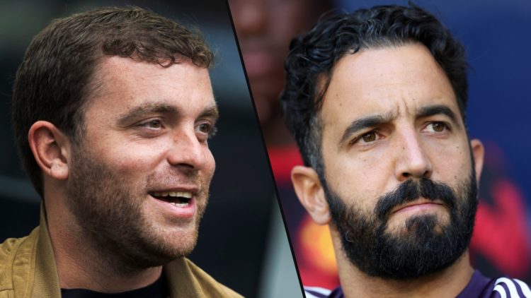 Manchester United manager Ruben Amorim ahead of the Leeds United match, inset a photo of Fabrizio Romano.