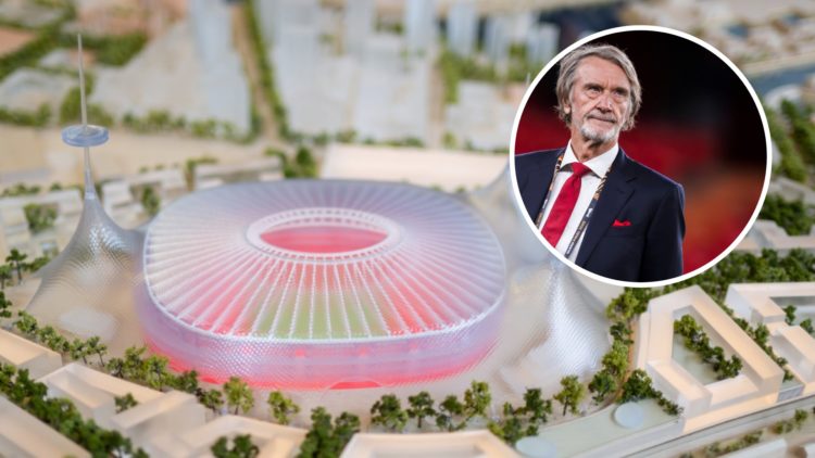 Manchester United new 100,000-seater stadium concept images, inset of co-owner Sir Jim Ratcliffe.