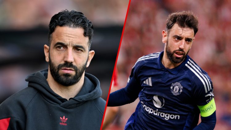 Ruben Amorim and Bruno Fernandes, split image