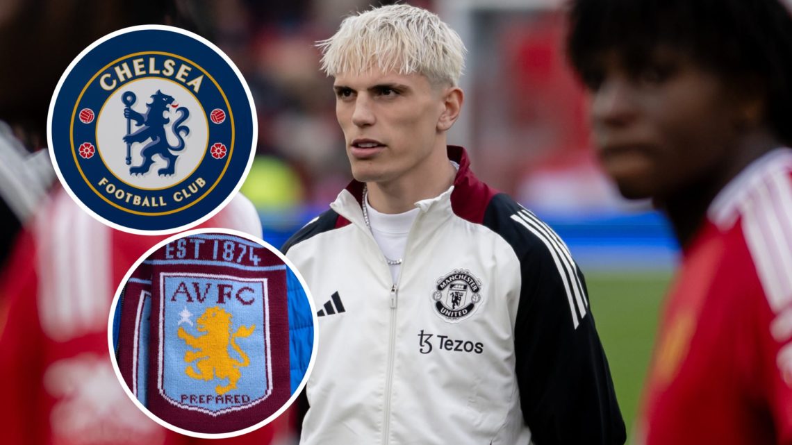 Alejandro Garnacho split inage with Chelsea and Aston Villa
