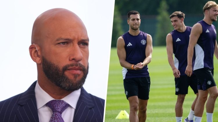 Tim Howard split image with Manchester United players training