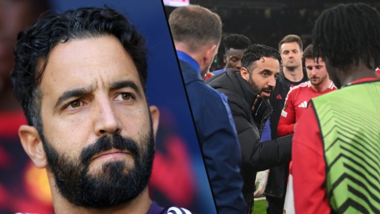 Manchester United manager Ruben Amorim ahead of the Leeds United match, inset a photo of the former Sporting CP head coach.