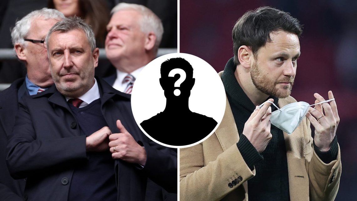 A split image of Manchester United's Jason Wilcox (L) and RB Leipzig's Christopher Vivell (R). Inset, a mystery player icon