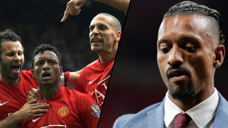 Former Manchester United and Portugal winger Nani, inset a photo of the ex-Sporting CP star as a Red Devils player.