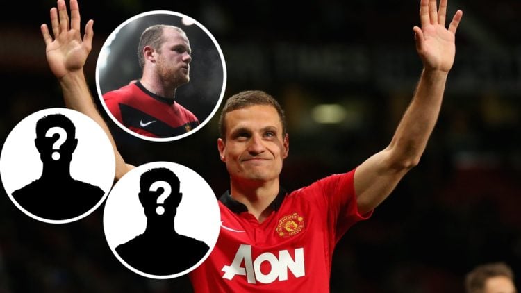 Nemanja Vidic split image with Wayne Rooney and mystery players