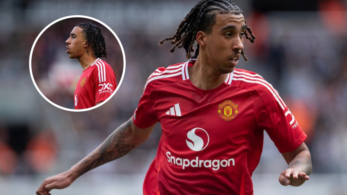 Manchester United centre-back Leny Yoro in action at Old Trafford.