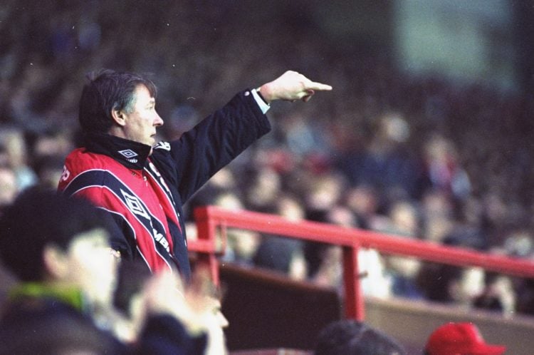 1990:  Portrait of Manchester United Manager Alex Ferguson during a Barclays League Division One match against Brighton and Hove Albion at Old Traf...