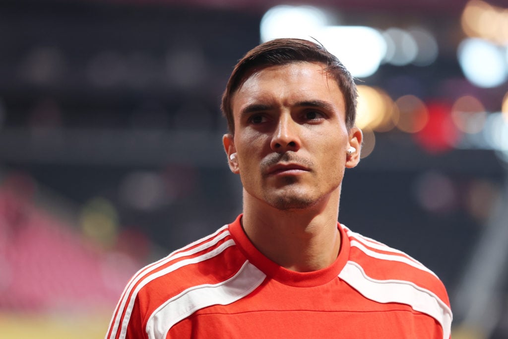 Former Manchester United target Joao Palhinha inspects the pitch prior to the FIFA Club World Cup 2025 quarter-final match between Paris Saint-Germain and Bayern Munich at the Mercedes-Benz Stadium in 2025 in Atlanta, Georgia.