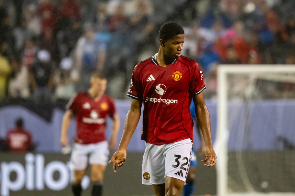 Chido Obi in Manchester United kit during pre-season game