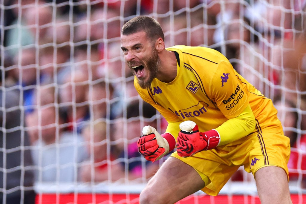 Manchester United legend David de Gea during the pre-season friendly match between Nottingham Forest and Fiorentina at City Ground in 2025 in Nottingham, England.