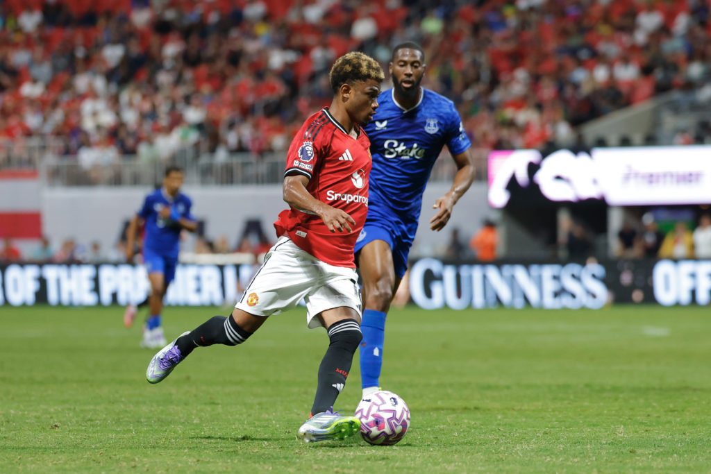 Amad Diallo in action for Manchester United vs Everton in pre-season.