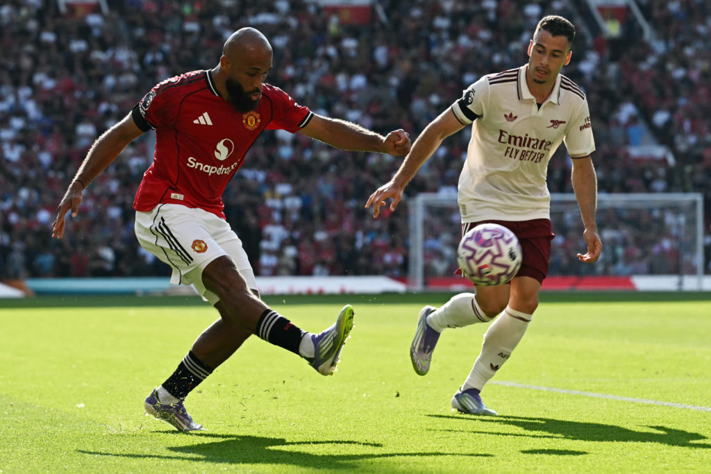 Bryan Mbeumo in action for Manchester United vs Arsenal in the Premier League.